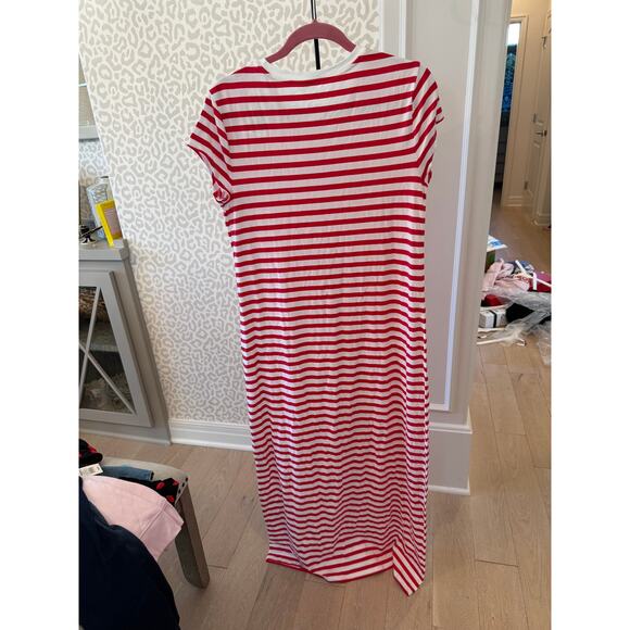 A New Day Women's Red White Striped Short Sleeve Knit Maxi Dress Size L - Picture 5 of 7
